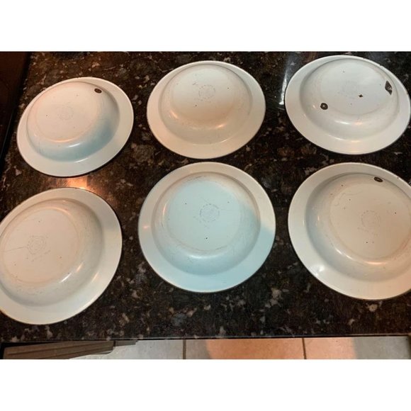 Vintage lot of 6 Bumper Harvest enamel breakfast bowls, farmhouse lot - Picture 3 of 6